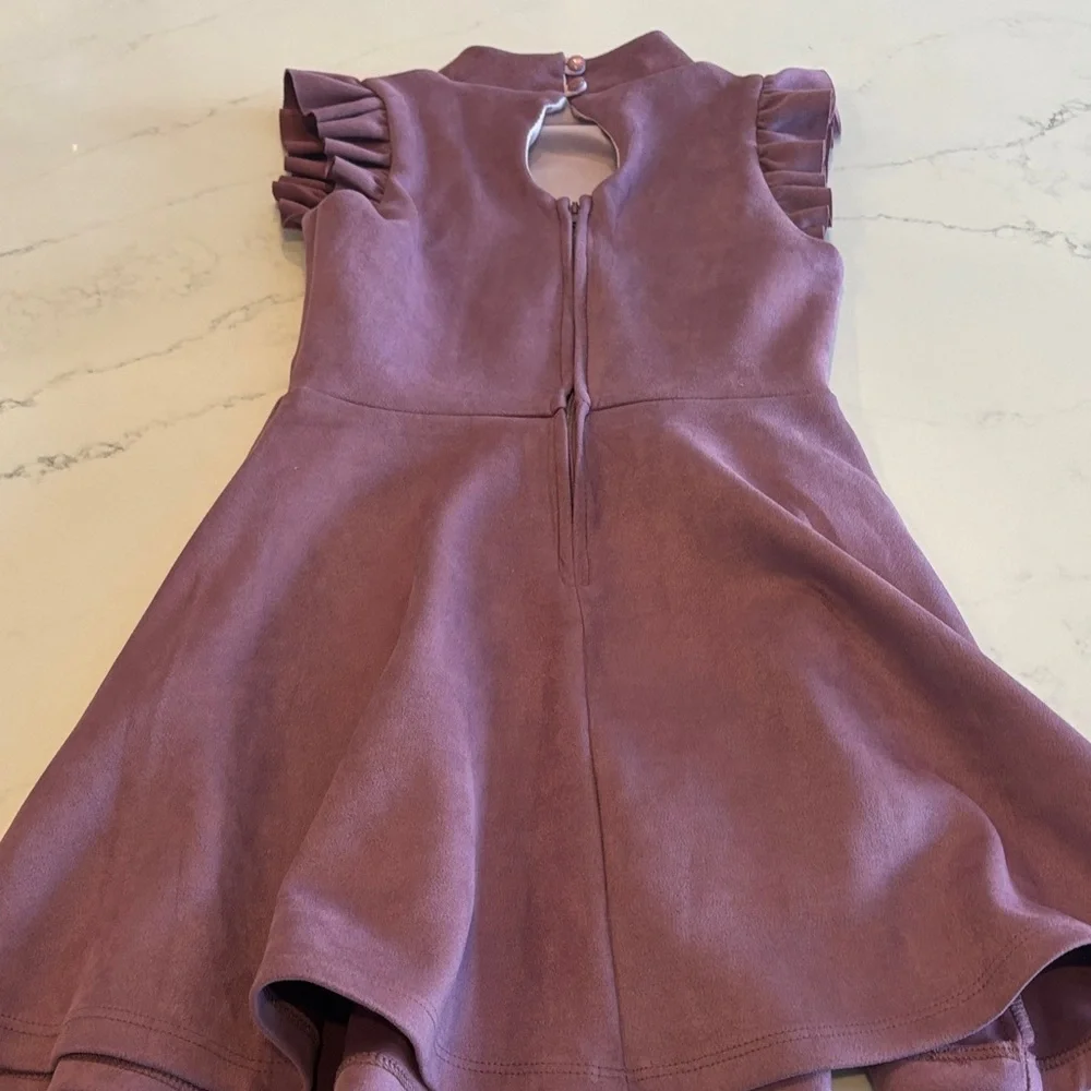 NWOT Charming Purple Kids Dress with Ruffle Sleeves